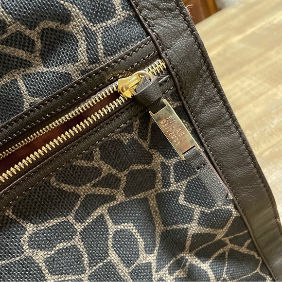 Stuart Weitzman XL Shopper Tote Bag Handbag Canvas & Leather Animal Print - Picture 11 of 14